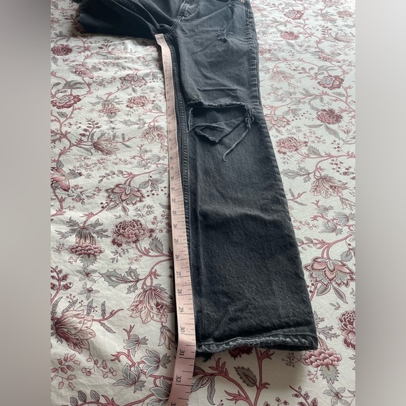 Abercrombie Curve Love 90s Straight Ultra High Rise Jeans Black Distressed 00 24 - Picture 12 of 12